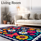 Vibrant Butterfly Floral Garden Rug