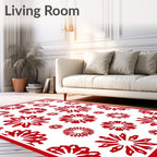 Crimson Snowflake Scatter Garden Rug