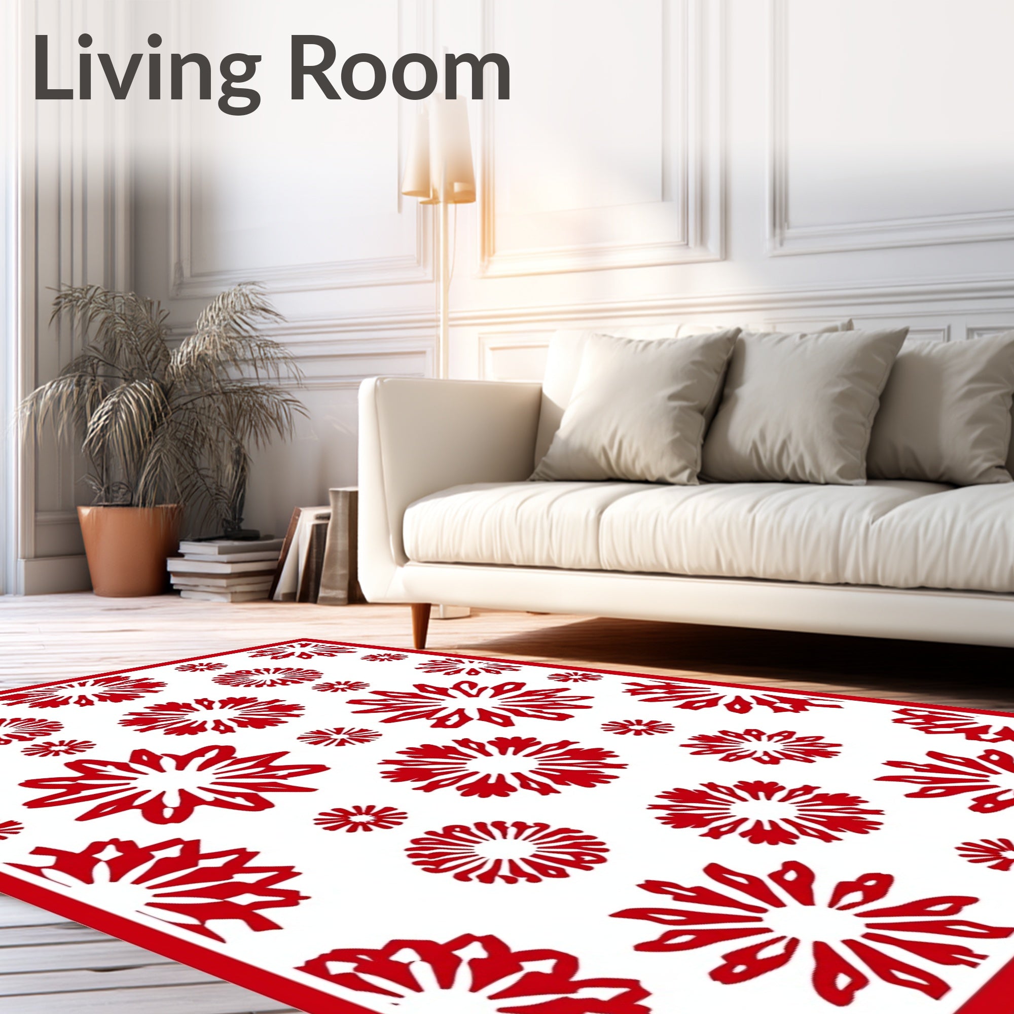 Crimson Snowflake Scatter Garden Rug