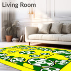 Yellow Green Soccer Balls Court Rug