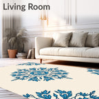 Vibrant Teal Floral Medallion Rug