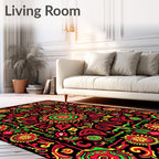 Vibrant tribal sunburst mandala Rug
