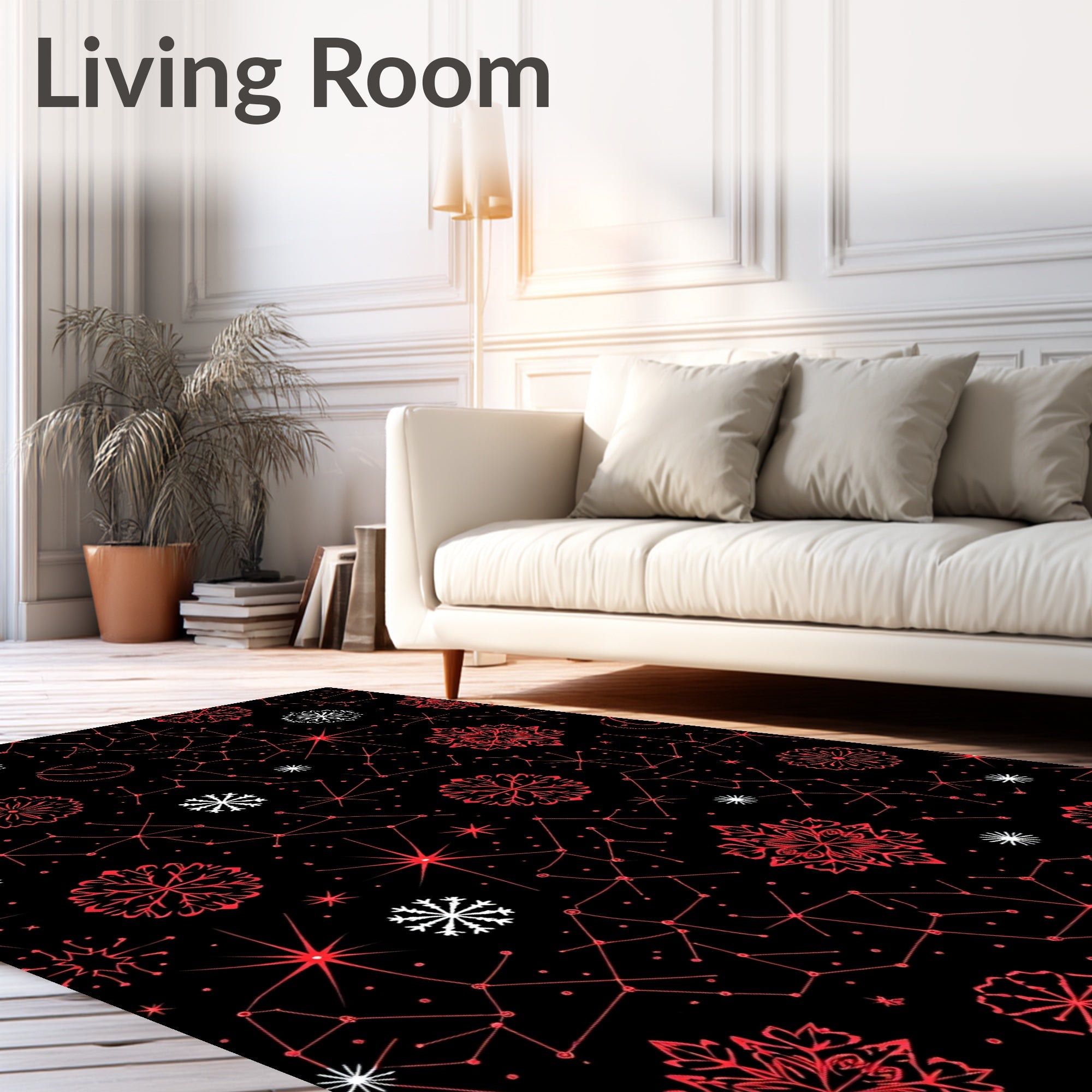 Crimson Snowflake Constellation Medley Rug