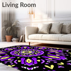 Bold Purple Yellow Abstract Radiating Rug