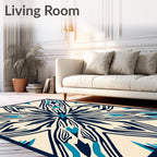 Cream and Navy Bloom Starburst Rug