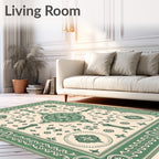 Green Cream Intricate Medallion Rug