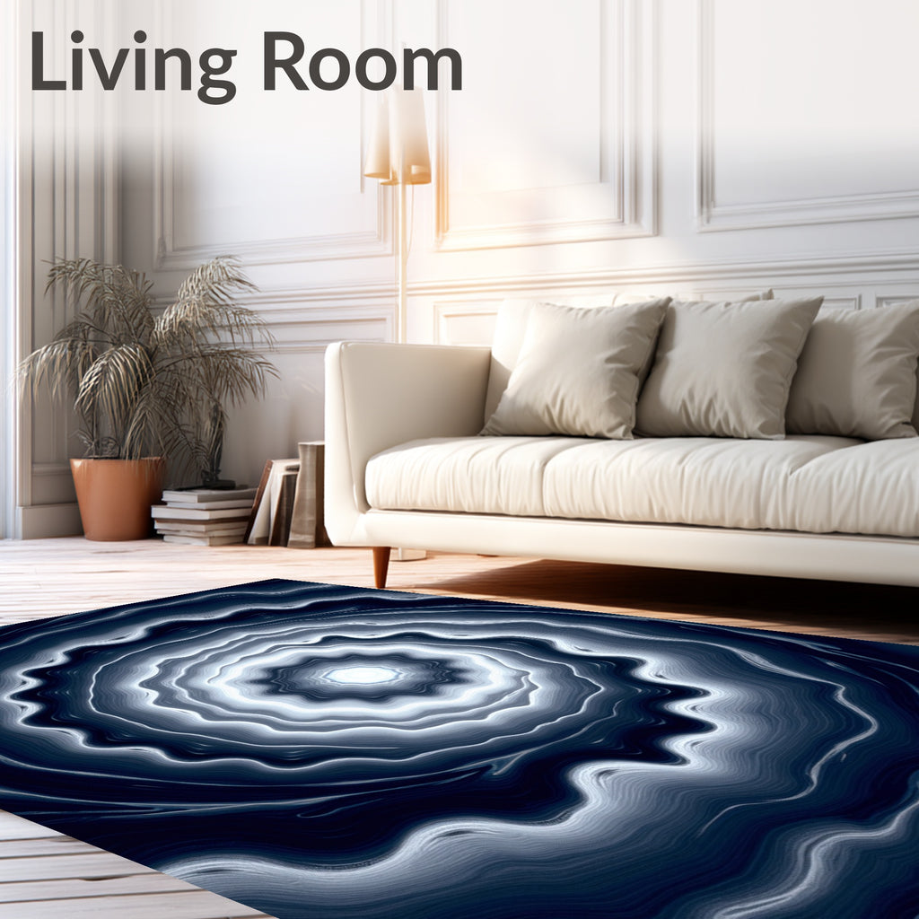 Deep Blue Swirling Agate Fractal Rug