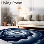 Deep Blue Swirling Agate Fractal Rug