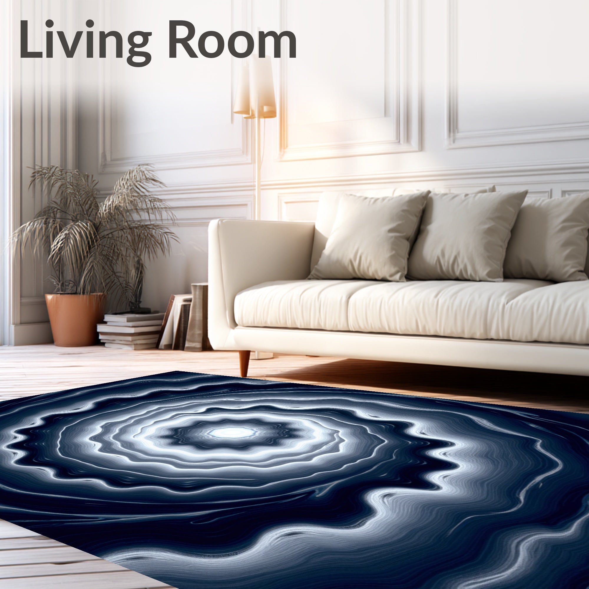 Deep Blue Swirling Agate Fractal Rug