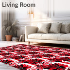 Bold Red Tropical Foliage Repeat Rug
