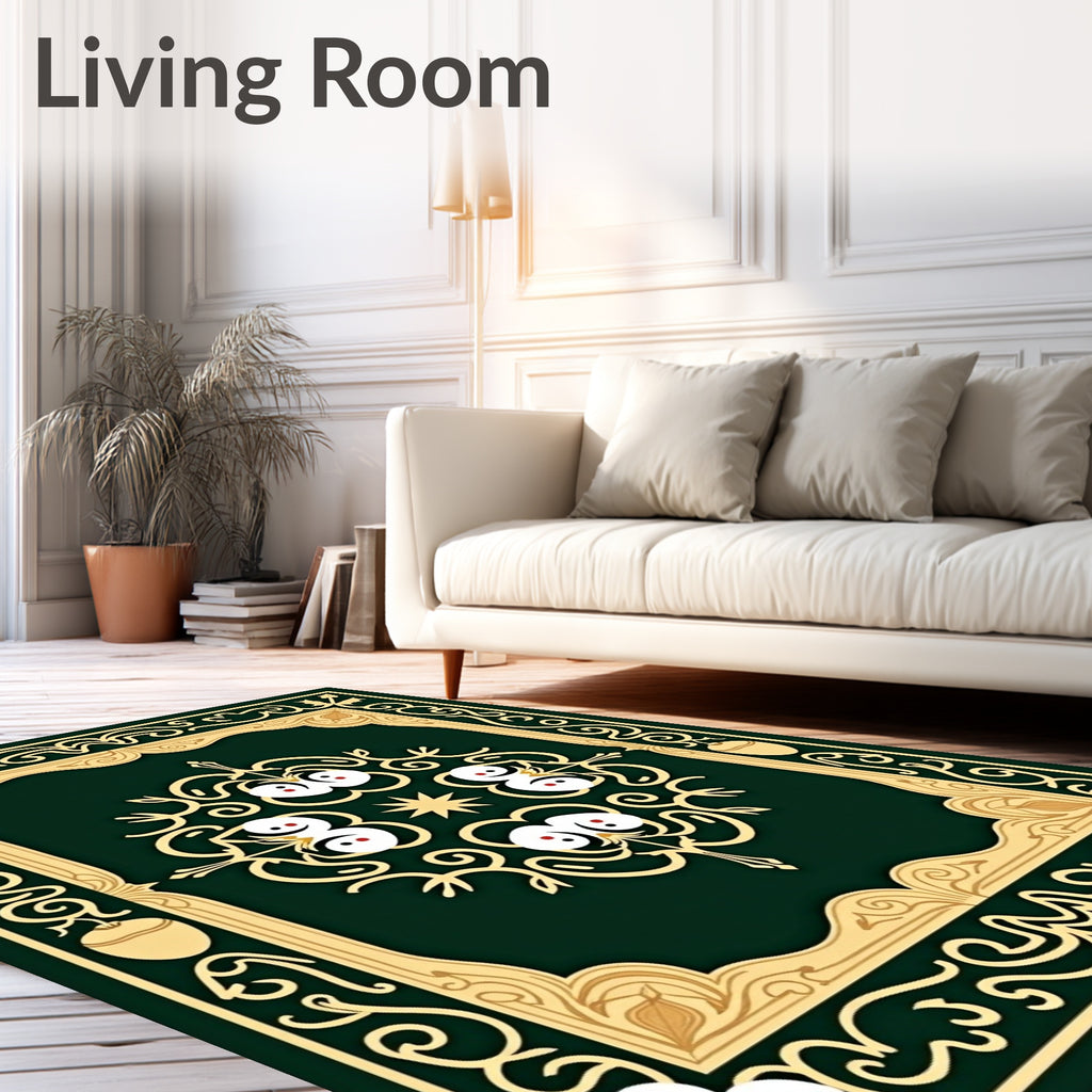 Deep Emerald Golden Arabesque Medallion Rug