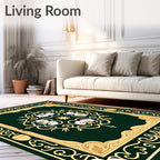 Deep Emerald Golden Arabesque Medallion Rug