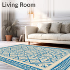 Intricate Blue Geometric Medallion Rug