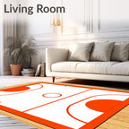 Orange Basketball Court Geometric Design Rug