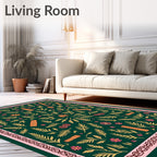 Emerald Forest Woodland Floral Medley Rug