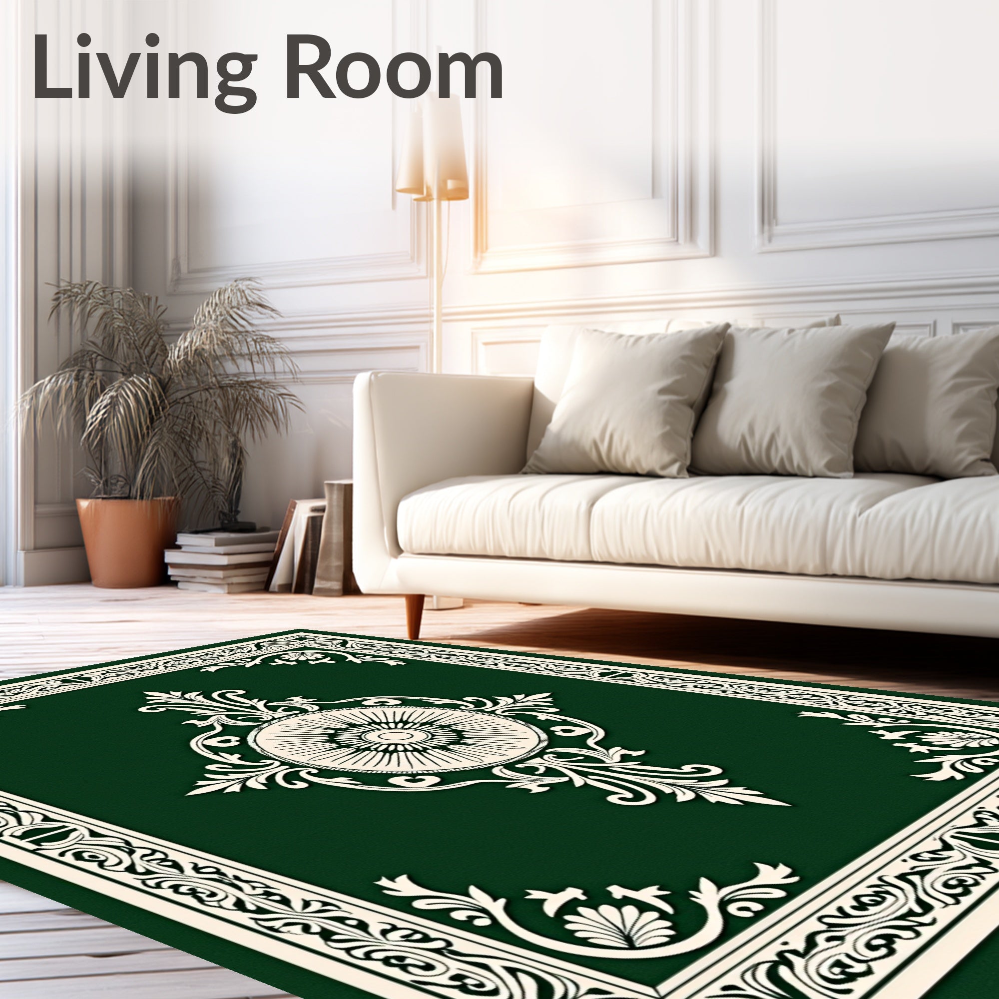 Emerald Green Classic Floral Medallion Rug
