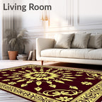 Crimson Yellow Floral Medallion Rug