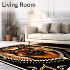 Bold German Shepherd Sunburst Square Rug