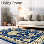 Majestic Elephant Blue Floral Scroll Rug