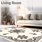 Dark Brown Compass Floral Corner Rug