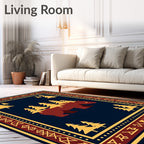 Barn Red Bear Forest Trees Rug