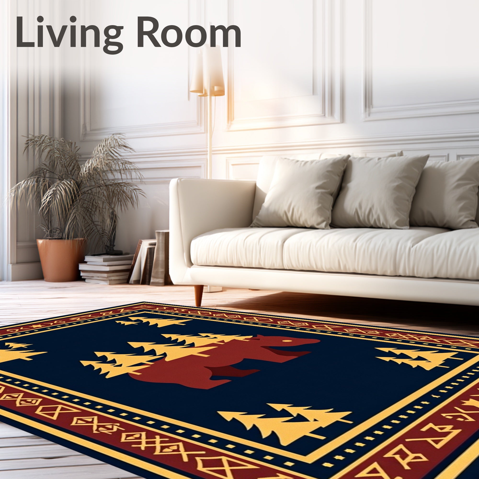 Barn Red Bear Forest Trees Rug