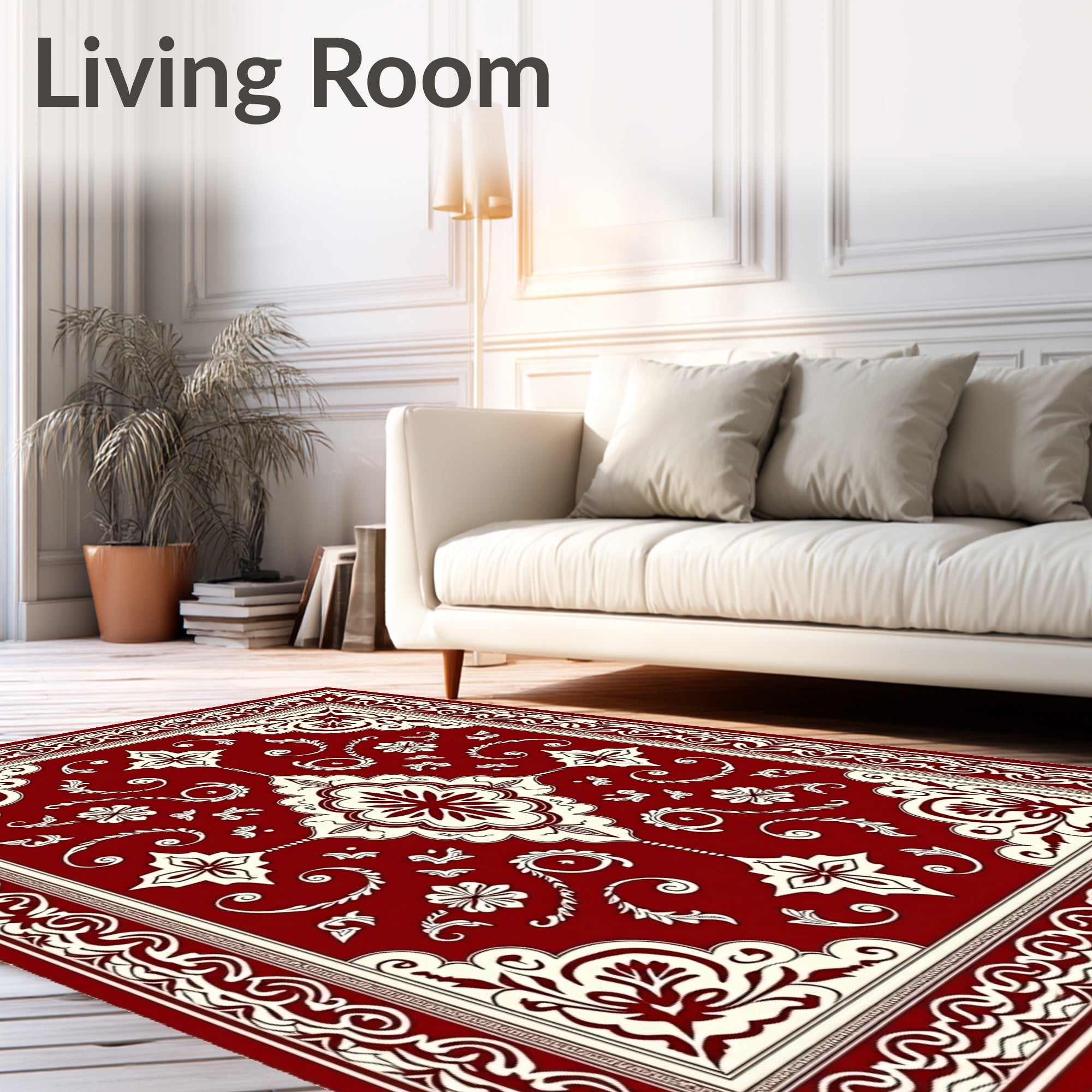 Rich Red Floral Medallion Classic Rug