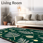 Deep Green Ornate Ornament Foliage Rug