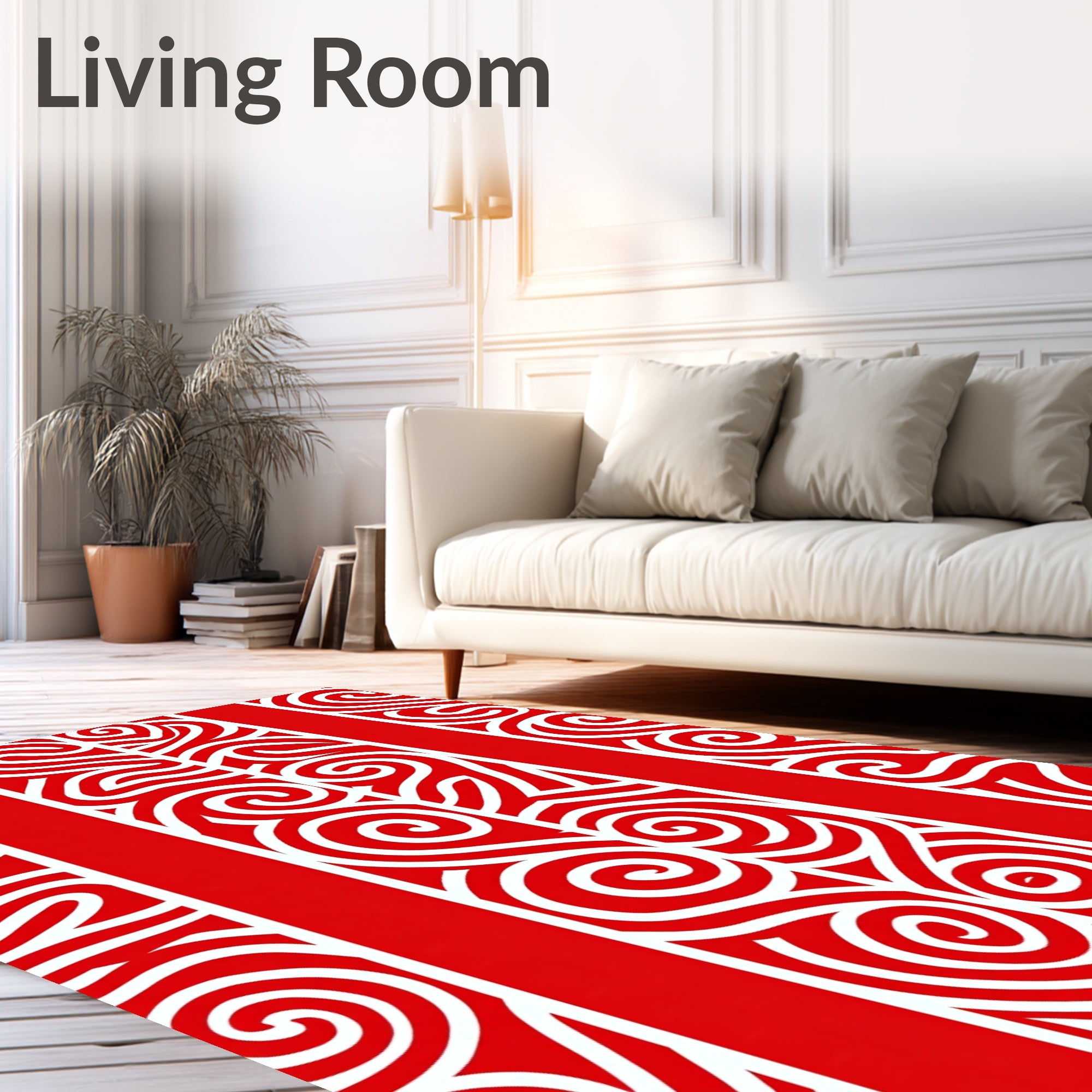 Bold Red Swirl Stripe Rug