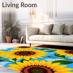 Golden Sunflowers Against Sky Rug