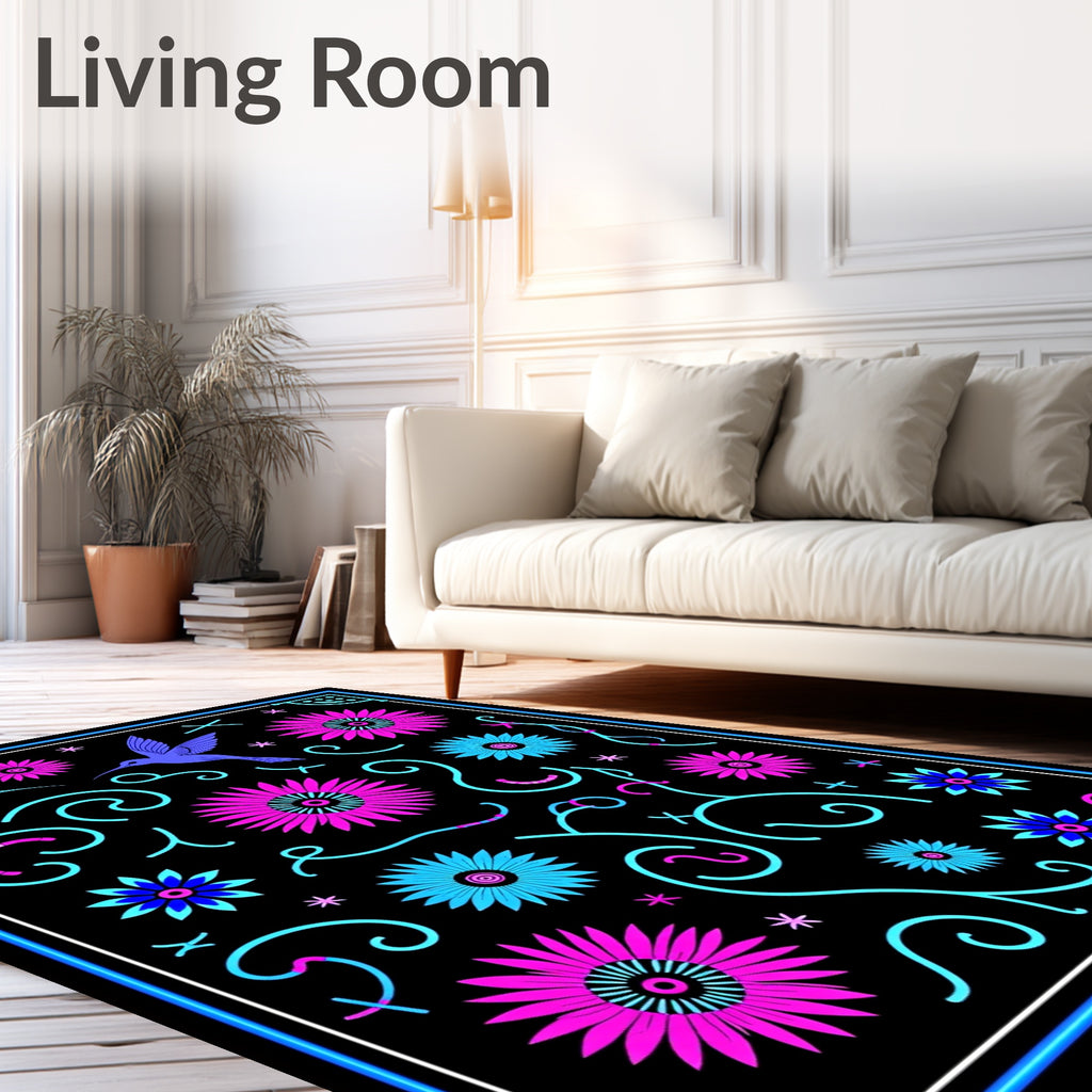 Vibrant Hummingbirds and Flowers Collection Rug