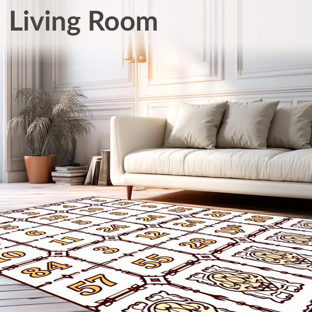 Classic Crimson Tiled Number Grid Rug