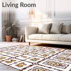 Classic Crimson Tiled Number Grid Rug