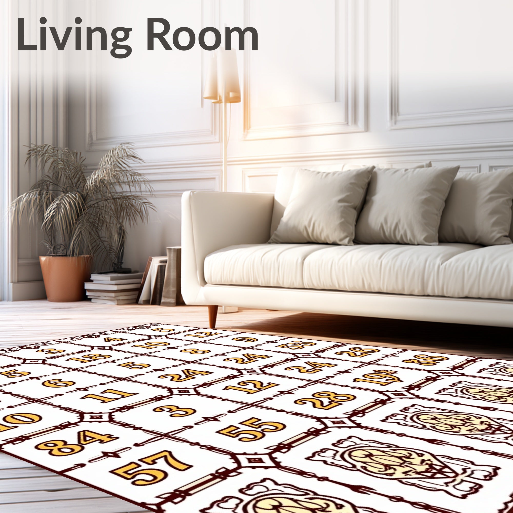 Classic Crimson Tiled Number Grid Rug