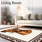 Brown Dog Portrait Ornate Frame Rug