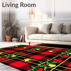 Red Black Yellow Plaid Bells Holly Rug