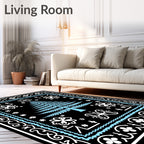 Winter Forest Blue Fern Tree Rug