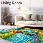 Woodland Creek Fishing Bear Whimsical Rug