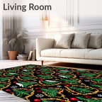 Festive Evergreen Wreath Holly Medley Rug