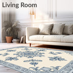 Blue Acanthus Leaf Scrollwork Rug