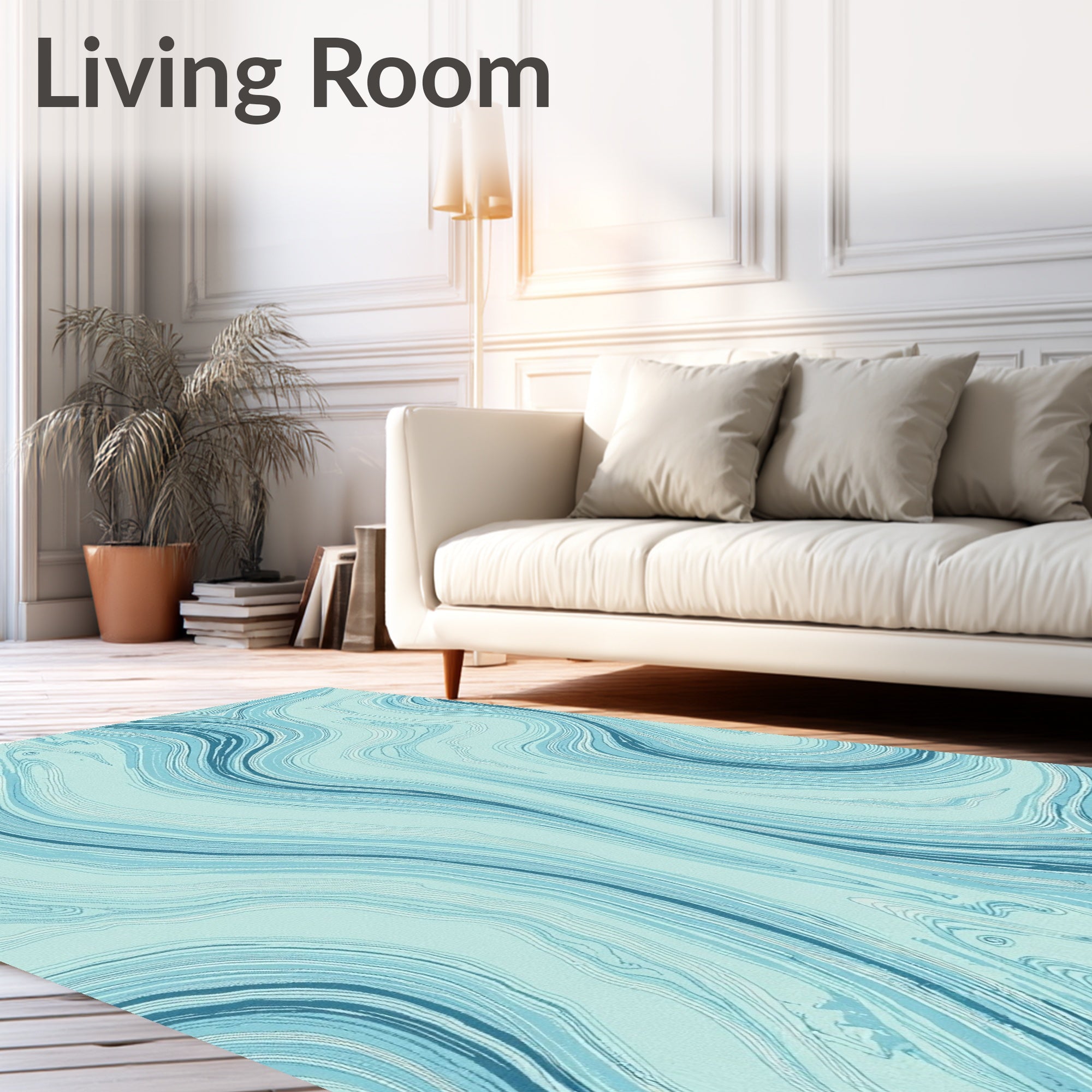Aqua Blue Marble Swirl Texture Rug