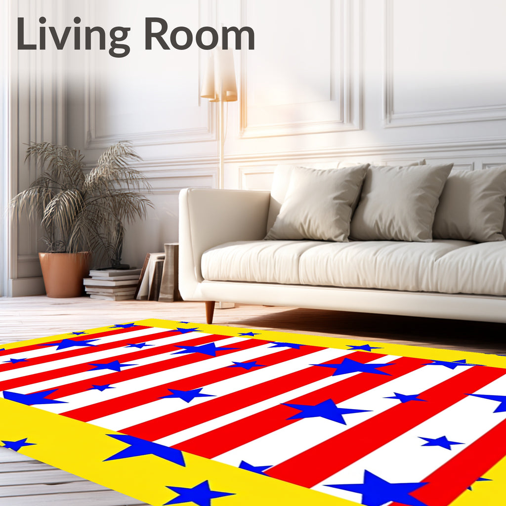 Red White Blue Stars Border Rug