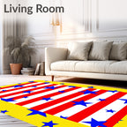 Red White Blue Stars Border Rug
