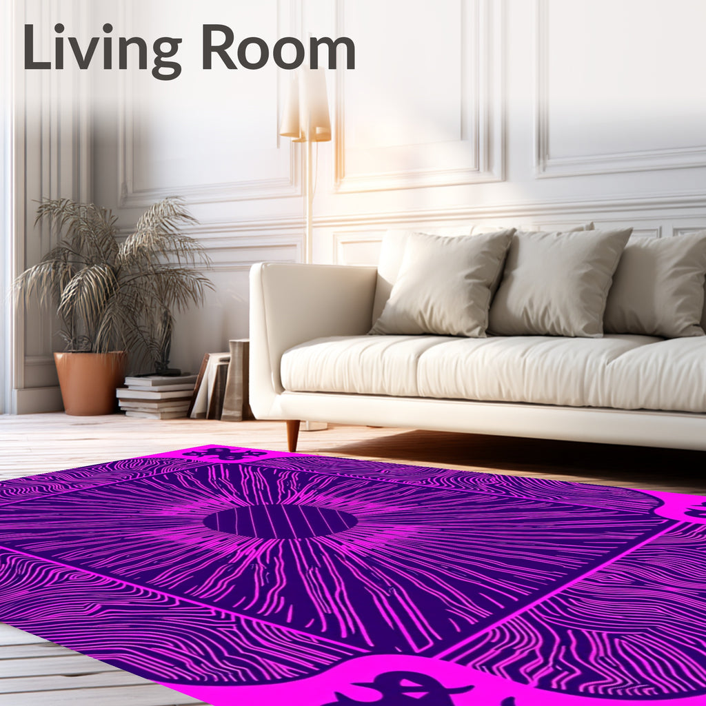 Bright Violet Sunburst Radial Rug