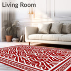 Crimson White Geometric Diamond Medallion Rug