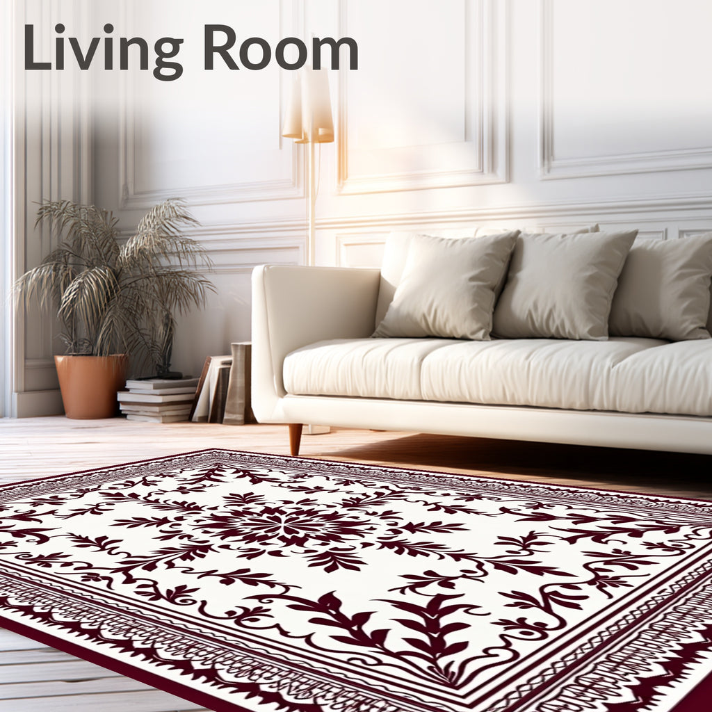 Crimson Vine Scrollwork Centered Medallion Rug