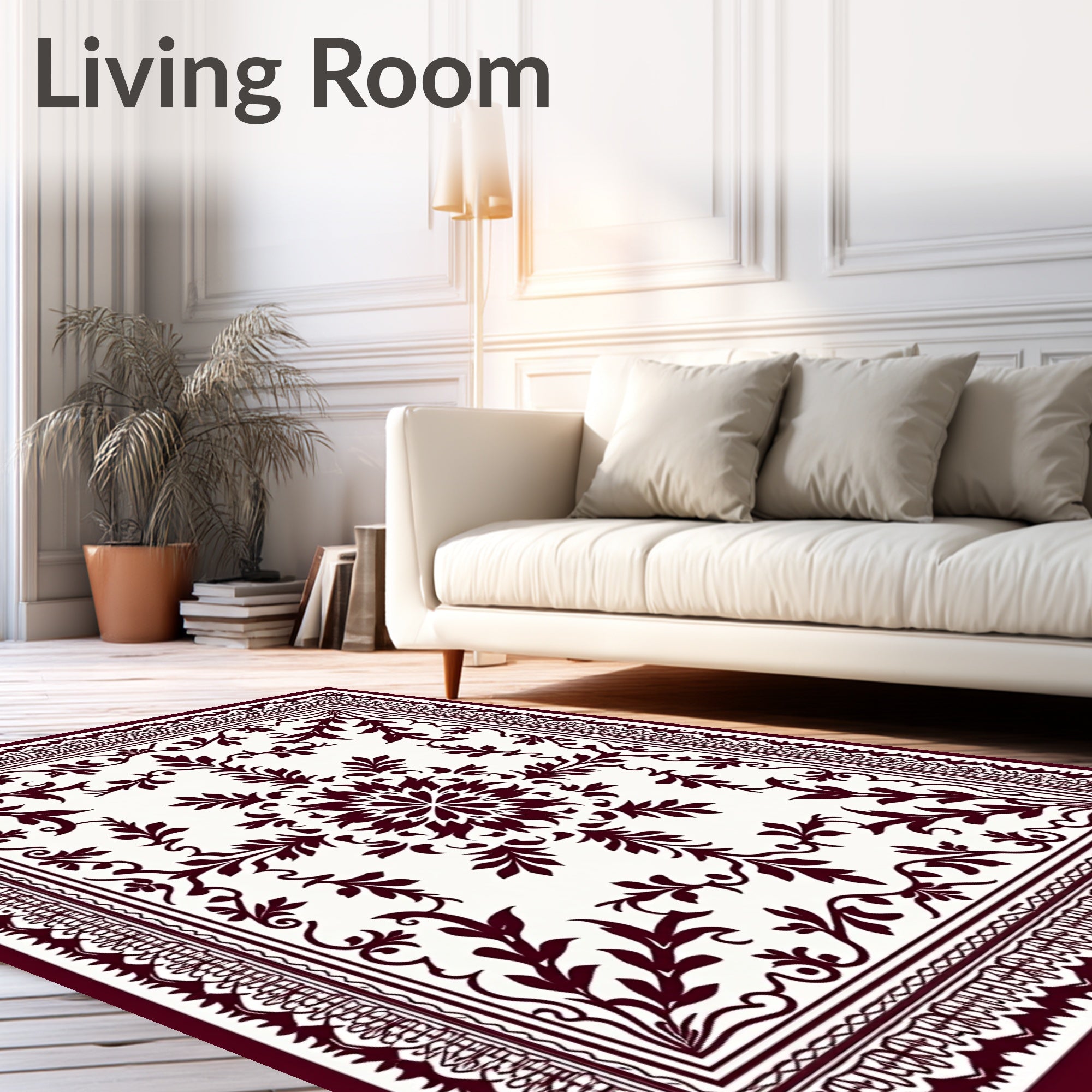 Crimson Vine Scrollwork Centered Medallion Rug