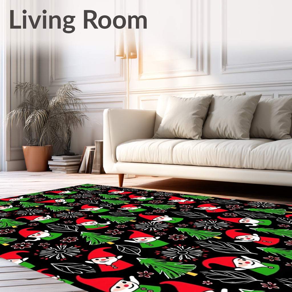 Festive Gnomes And Christmas Trees Rug