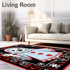 Joyful Blue Character Red Hearts Snowflakes Rug