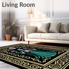 Grim Reaper Teal Roses Black Frame Rug